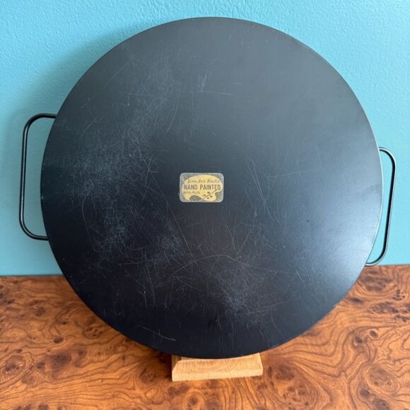 Vintage Toleware Tray Handled Reticulated Fine Arts Studio Hand-Painted Floral - Picture 4 of 8